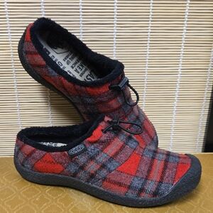 Keen Red and Gray Plaid Slip-On Shoes
